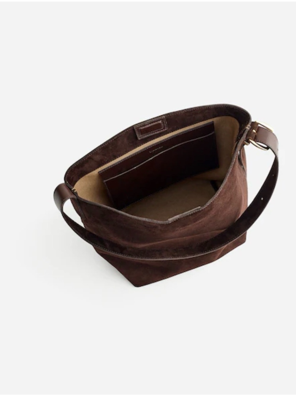 Madewell The Essential Bucket Tote in Dark Carob genuine suede leather - Picture 3 of 12